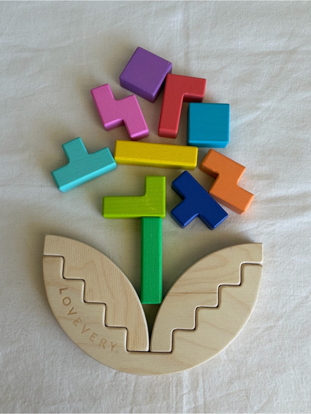 Lovevery Wooden Wobble Puzzle Colorful rainbow Montessori Blocks